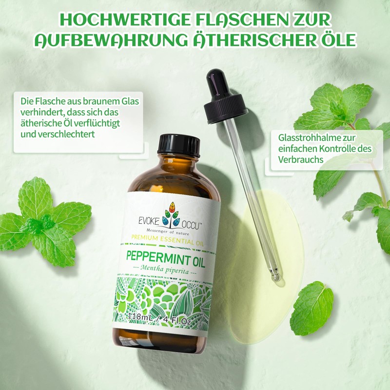 EVOKE OCCU Pfefferminz ätherisches Öl 118ml, reines Pfefferminzöl für Haut