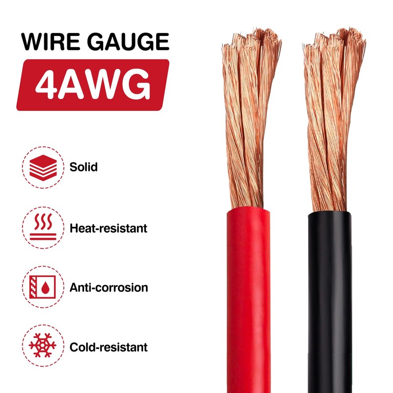 Venussar 24 FT Quick Disconnect Winch Power Cable, 4 Gauge
