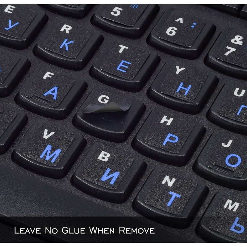2PCS Russian Keyboard Stickers, Cyrillic Keyboard Letter Stickers Black Background