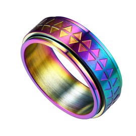 Bestyle Mix Colour Spinner Rings for Men Women Steel Muti-color Finger Rings Symphony Rings Size 10