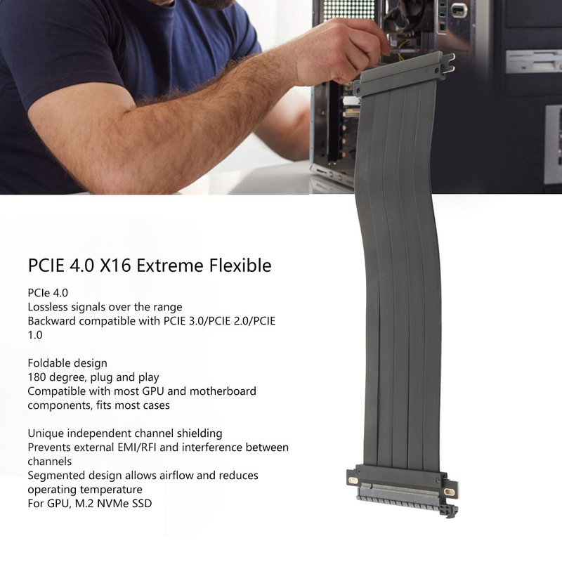 PCIE 4.0 X16 Extreme Flexible 180 Degree High Speed GPU