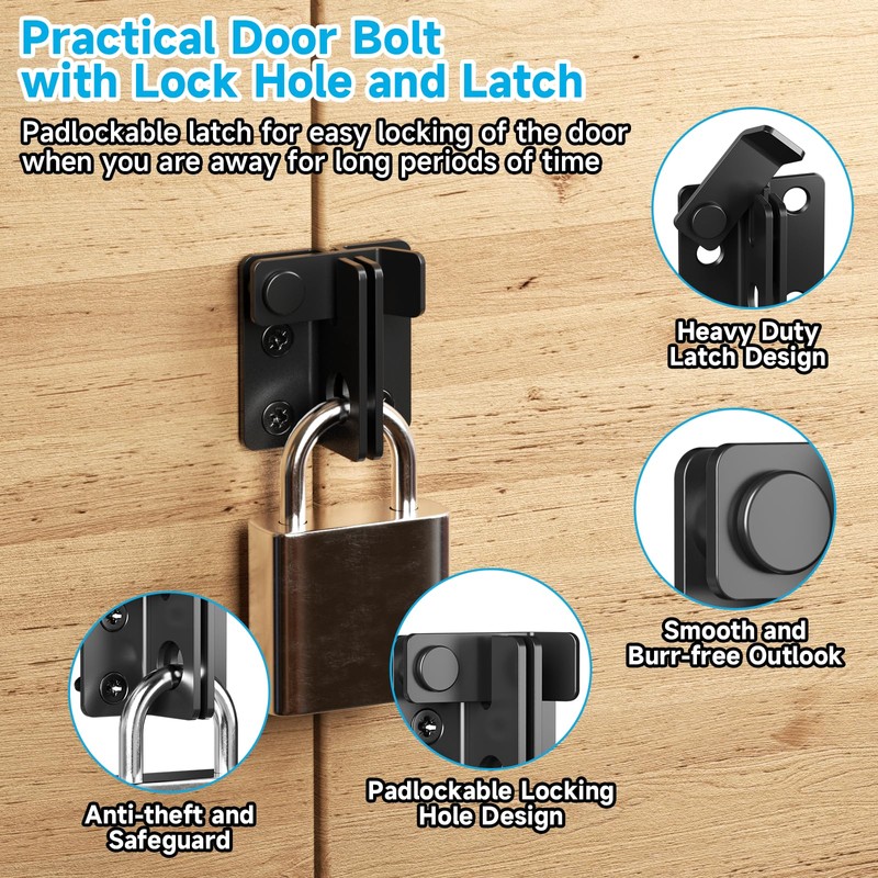 Door Bolt Stainless Steel Lockable Door Lock Small Bolt Lock