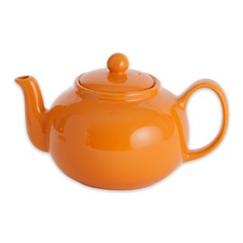 RSVP Large Stoneware Chai Teapot -Microwave & Dishwasher Safe - 42 oz - Orange