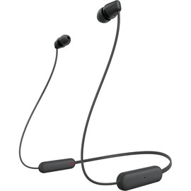Sony WI C100 Wireless In-Ear Bluetooth Headphones with Built-in Microphone, Black, WIC100/B, WI-C100-Black, Small (Refurbished)