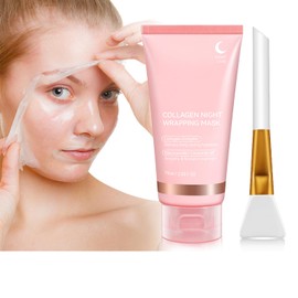 Collagen Night Wrapping Mask,Collagen Overnight Wrapping Peel Off Facial Mask,Purifying Exfoliating Gel for Dry & Dehydrated Skin,Hydration Care,Skin elasticity visible improved.