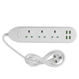 Power Strip Extension Long Cord 2500W Multi Functional with USB Port White  110‑
