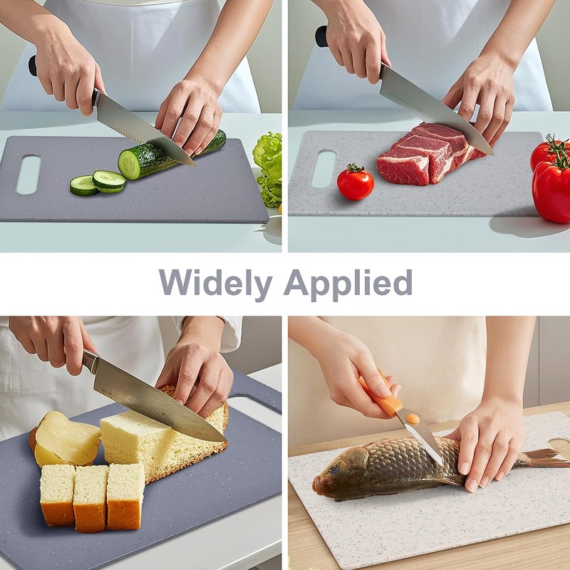 Set of 4 chopping boards with base, double-sided plastic chopping