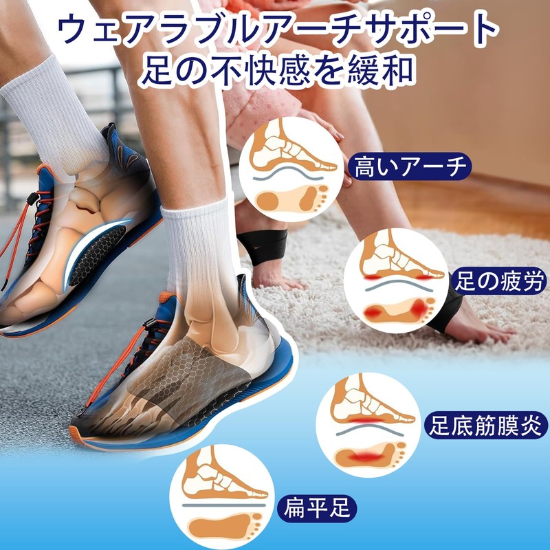 KUENZ 土踏まずサポーター 足裏 保護パッド 足裏サポータ 扁平サポーター 衝撃吸収 足裏 保護パッド 土踏まず