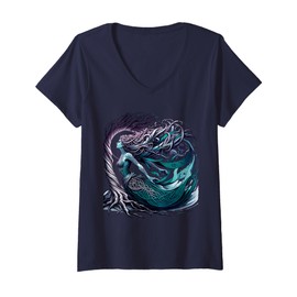 Womens Pagan Elder Tree Paganism Yin Yang Witch Tree of Magic V-Neck T-Shirt