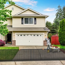 Driveway Net for Kids Safety - LUTICO 36’ Wide 40" Tall Driveway Guard with High Visibility Reflective Tape, Driveway Net to Stop Basketballs from Rolling into Street, Easy to Install (Black)