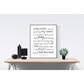 2 Chronicles 7:14 (Grey) Art Poster | My People | Bible Verse Print (8x10)