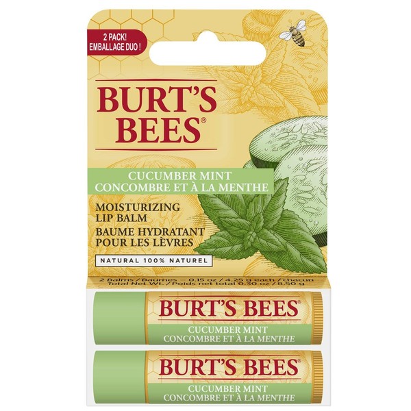 Burt's Bees 100% Natural Moisturizing Lip Balm, Cucumber Mint -