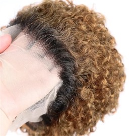 Burgundy Pixie Cut Curly Kinky 6 Inches Stretched Length 13X1 Lace Glueless Short Long Raw Human Hair Frontal Wig Wholesalestyle: Pixie Cut Curly, color: T1B/Burgundy, stretched length: 6 Inches, Lace Size: 13x1
