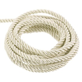 sourcing map Twisted Cord Trim, 11 Yard 3mm 3-Ply Twine Braided Rope Shiny Thread String for Craft Gift Bag Curtain Christmas Decor, Cream White - 10m