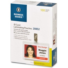 Business Source Government-Size Card Laminating Pouches - Box of 100, 4 Pack