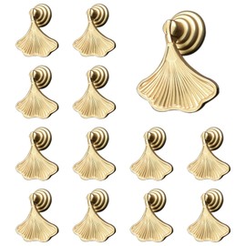 MOROBOR Ginkgo Leaf Shape Knob Handles, 12 PCS Golden Drop Pendant Pull Handle,Hardware Drawer Single Hole Handle for Wardrobe Cupboard Closets Cupboard