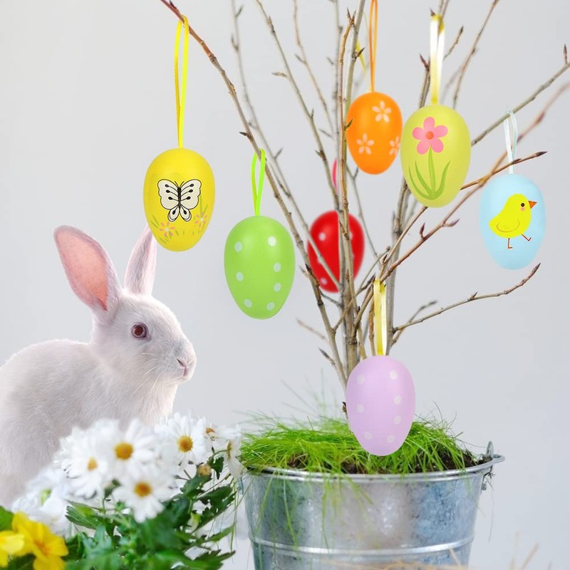 O-Kinee Easter eggs decoration for hanging, plastic Easter decoration