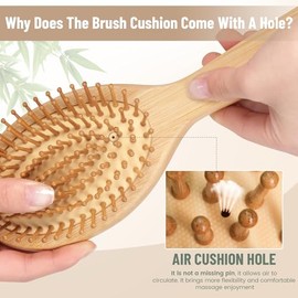 Juego de cepillos de bambú para el cabello – Juego de peine de bambú para el crecimiento del cabello, cepillo desenredante de paleta, peine de dientes