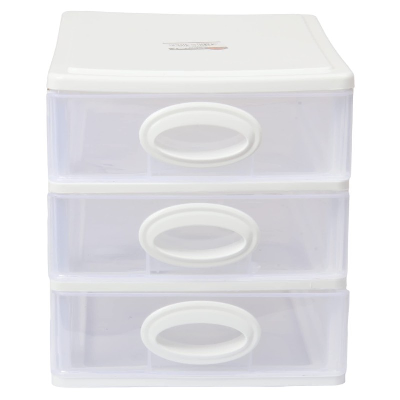 Mini 3 Tier Storage Unit with Drawers. Tabletop Storage Tower.