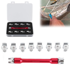 Motorcycle Spoke Wrench Set, Motorcycle Spoke Wrench CNC Spanner Set 5.0‑6.8 Length 93mm/3.7in Fit for Most Motorbike, with Carrying Case, Used to Adjust Tire Steel Wire(C (red))