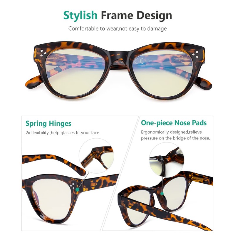 Eyekepper 4 Pack Oversized Blue Light Filter Glasses Women Cat