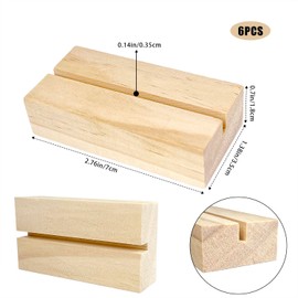 6 Pcs Wood Picture Holders Place Card Holders Table Number Stands Card Holder Wooden Stands Name Card Holders for Display, Table Setting, Wedding, Home Decoration (2.75 x 1.38 x 0.71 Inch)