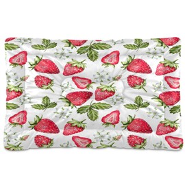 YETTASBIN Strawberry Floral Crate Pet Bed, Portable Washable Dog Cat Mat, Soft Comfortable Pet Mattress with Non-Slip Bottom for Dogs Cats Sleeping, 24 x 18 Inch