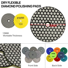 DT-DIATOOL Dry Diamond Sanding Pad 100 mm 8 Pieces Mixed Grit for Granite Marble Ceramic