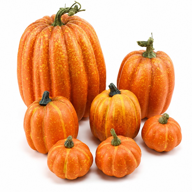 7pcs Artificial Pumpkin Decor for Autumn - Orange Foam Pumpkin