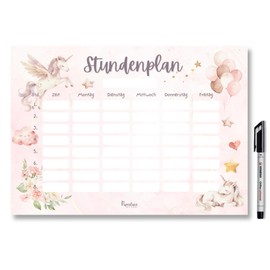 Unicorn timetable magnetic wipe clean for fridge whiteboard, pink weekly planner girl gift for school enrolment (magnetic timetable including pen) (magnetic timetable including pen)