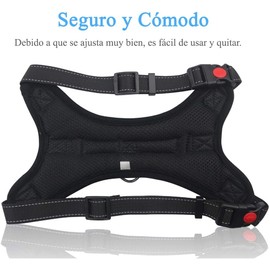 Arnés para Perro Ajustable con Correa de 1.5m Incluida, Negro, L