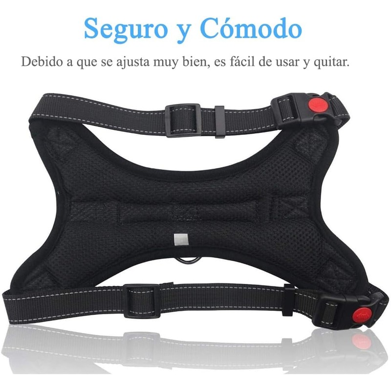 Arnés para Perro Ajustable con Correa de 1.5m Incluida, Negro,