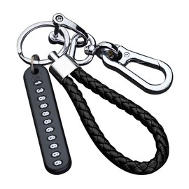 JNNJ Car Keychain, Car Charm Anti-Lost Keychain, Leather Braided Keyring Car Keychain, Multifunctional Cars Accessories Sophisticated Key Chain, Cars Key chain for Men and Women(Silver/Black)