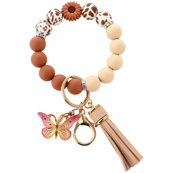 FBOUPYU Cute Silicone Beaded Keychain，Key Chain Holder for Car Keys