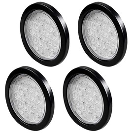 AMOPA amopacorp For RV Trailer Truck SUV Sedan Combo 4pcs 4" White Round 24 Diodes LED Trailer Tail Reverse Back-up Brake Stop Turn Signal Brake Marker Clearance Light