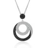 PengJin Round Pendant Necklace for Women 2 Big Crystal Diamond