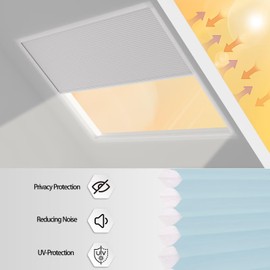 MYshade Cordless Skylight Shades Light Filtering Cellular Honeycomb Blinds for Roof Inclined Plane & Room Windows - Custom Size Light Filtering Room Darkening Shades, Easy Installation (Light Blue)