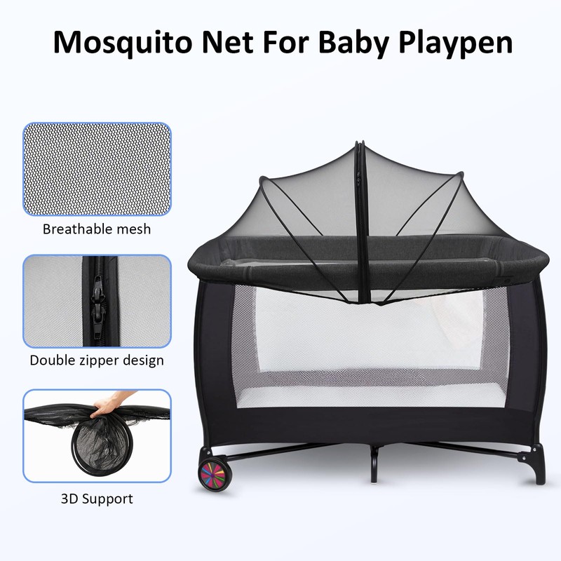 Travel Crib Tent, Pack and Play Mosquito Net Cover with