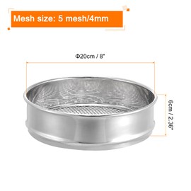 PATIKIL 5 Mesh Lab Sieve, 8" Diameter Test Sieve 304 Stainless Steel Wire Cloth (4mm) for Industrial Laboratory