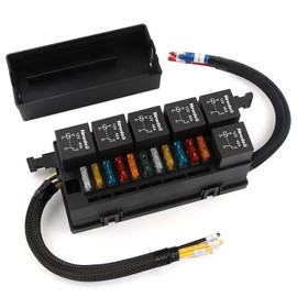 Newdeli 12V Relay Box 11 Way Waterproof Relay Fuse Box Automotive Relay and Fuse Block 12 AWG Pre-Wired Universal Relay Panel with 4-Pin Relays and ATC/ATO Blade Fuses for Auto Car Marine Boat Truck