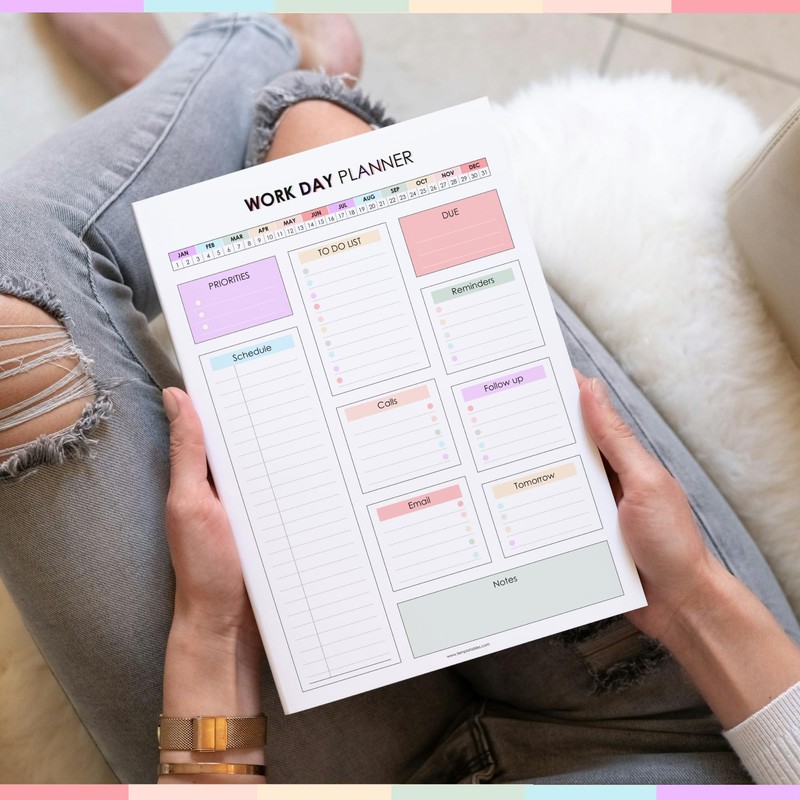 Work Day Planner Notepad | Daily Organizer to Structure Your