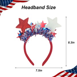 CHUN-YAN 4th of July Accessories - Red White and Blue Accessories for 4th of July Party Supplies - USA Headband for Patriotic Party