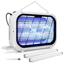 Bug Zapper Indoor, High-Voltage Dual Grid Mosquito Zapper, 20W Electric Fly Trap, Fruit Fly Mosquito Killer Moth Gnat Trap, Flying Insect Repellent Eliminator w/ 2 Replacement Bulbs for Home Kitchen