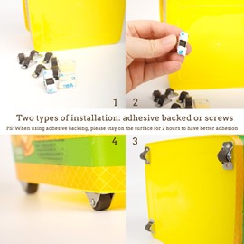 WANLIAN Mini Fixed Caster Wheels 0.5 Inch, Low Profile Rubber Small Casters Set of 8, Tiny Self Adhesive Plate Caster Wheels for Furniture Drawer Small Appliances Toy Cart Storage Box & Bins