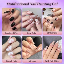 Lucoss 2x8g Nail Polish Painting Gel, Black & White 3D Painted Gel Kit for Salon Home Manicure Soak Off UV/LED Cured