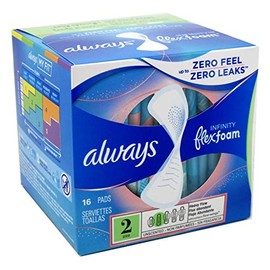 Always Pads Size 2 Infinity With Flex Foam 16 Count Heavy Flow (6 Pack)