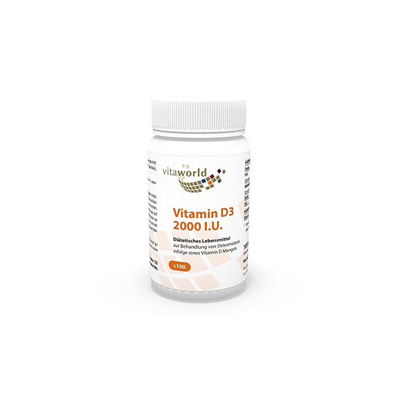 Vita World Vitamin D3 2000 I.U 100 Vegetarian Capsules Made