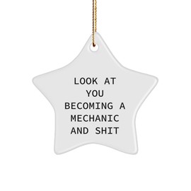 Funny Mechanic Star Ornament | Look at You Becoming A Mechanic Gifts | Christmas Unique Gifts for Mechanics | Sarcastic Encouragement Gifts from Coworkers to Mechanics