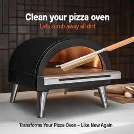 SCRUBIT 26" Pizza Oven Brush with Scraper, Heat Resistant - Stainless-Steel 2-in-1 Pizza Stone Brush with Pizza Stone Cleaner, Includes 2 Brush Heads and 30 Waste Bags - Works with Ooni Pizza Oven