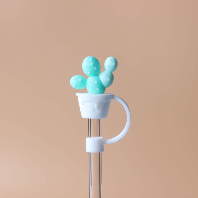 TEONEI Cactus Shape Straw Covers Caps,Straw Tip Covers,Reusable Drinking Straws